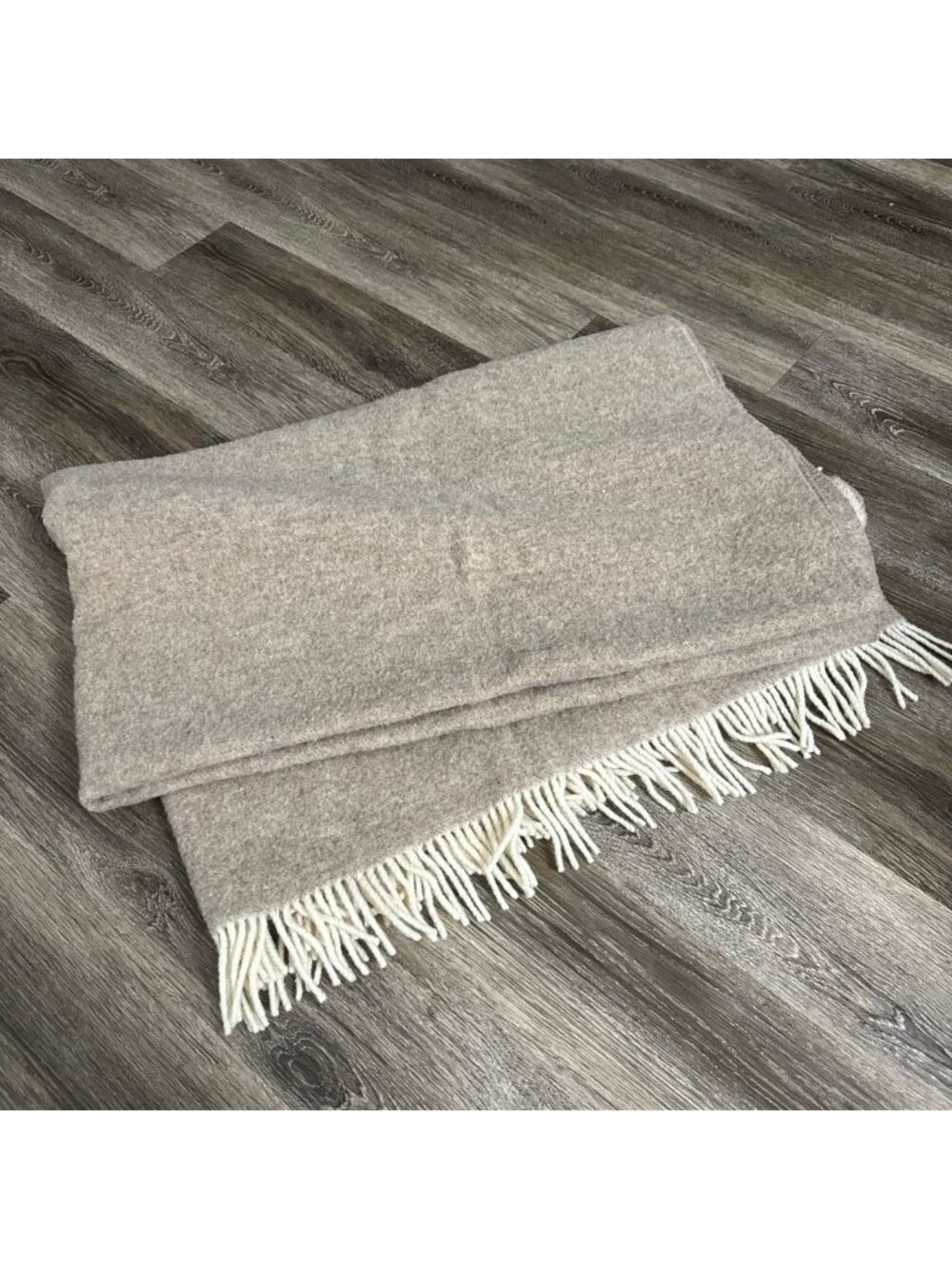 Brooklinen 100% Pure Wool Blanket Throw 58X76 Fringe Neutrals Earthy Minimalist